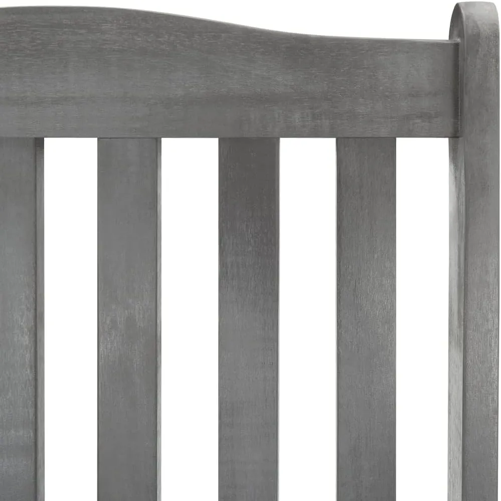 Solid Acacia Wood Rocking Chair with Cushions Gray High Back Weather-Resistant Indoor Outdoor Use for Patio Living Room Lounge Furniture