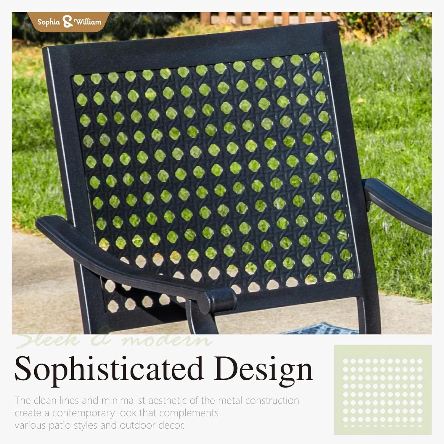Sophia & William Round Patio Table and Chairs Set, Outdoor Dining Set for 6, 7 Piece Metal Patio Furniture, 54" Black Table(Beehive)