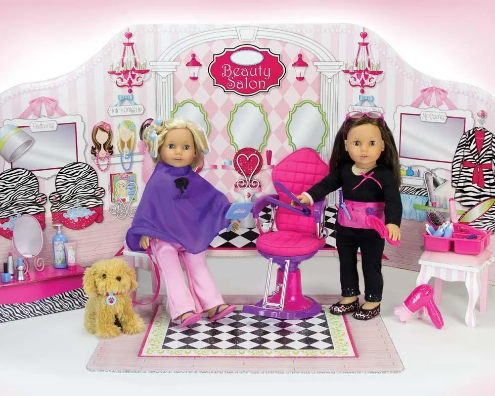 Sophia's 18" Doll Hot Pink Salon Chair with Adjustable Height, Quilted Seat with Safety Strap, Armrest and Footrest