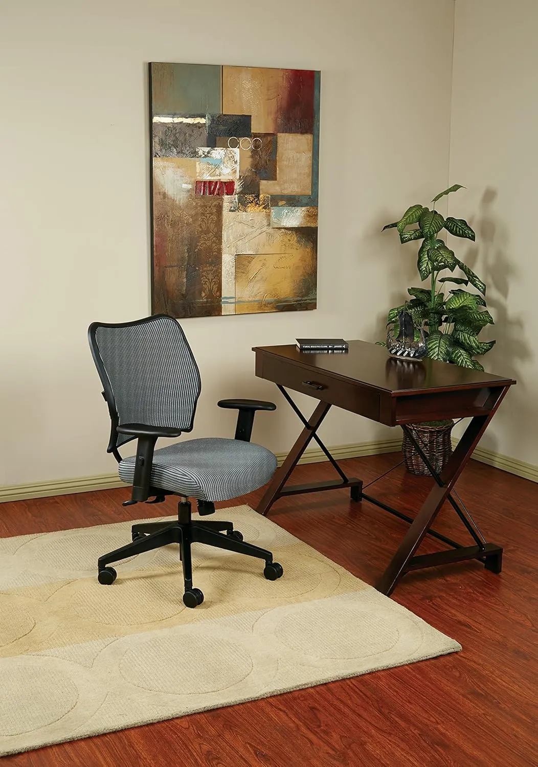 SPACE Seating Deluxe VeraFlex Fabric Seat and Back, 2-to-1 Synchro Tilt Control and 2-Way Adjustable Arms Managers Chair, Charcoal