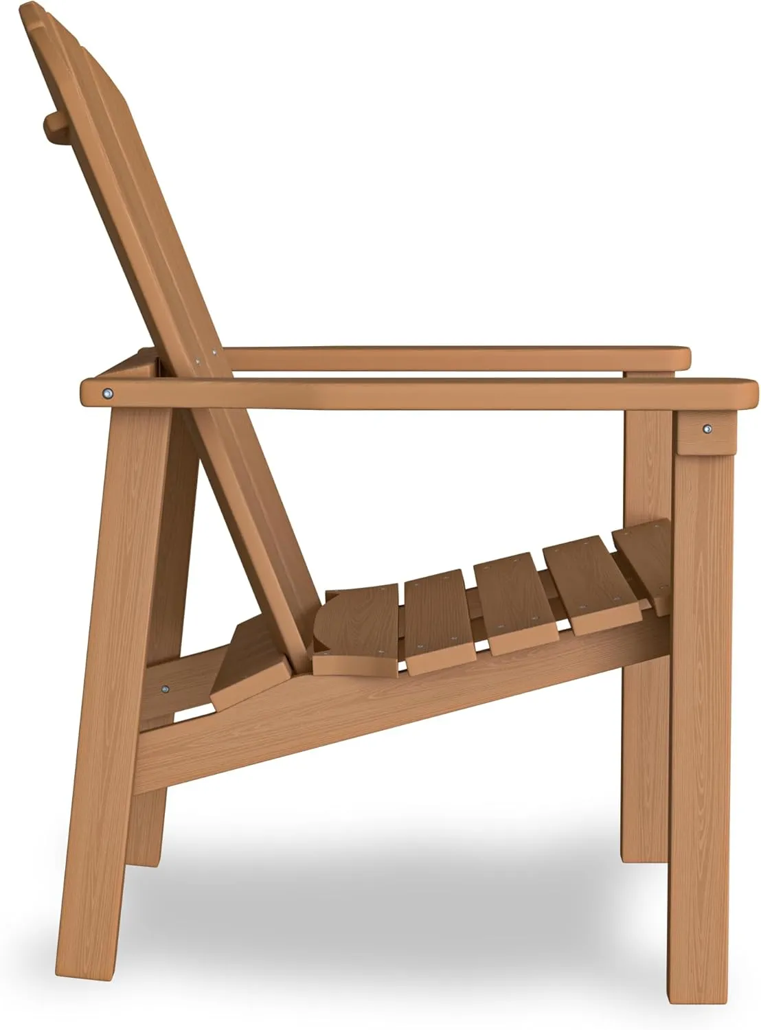 Stackable Adirondack Chair - All-Weather HDPE Outdoor Patio Chair - Durable and Space -Saving Design for Easy Storage - Ideal for Porch, Lawn, or Garden-Teak