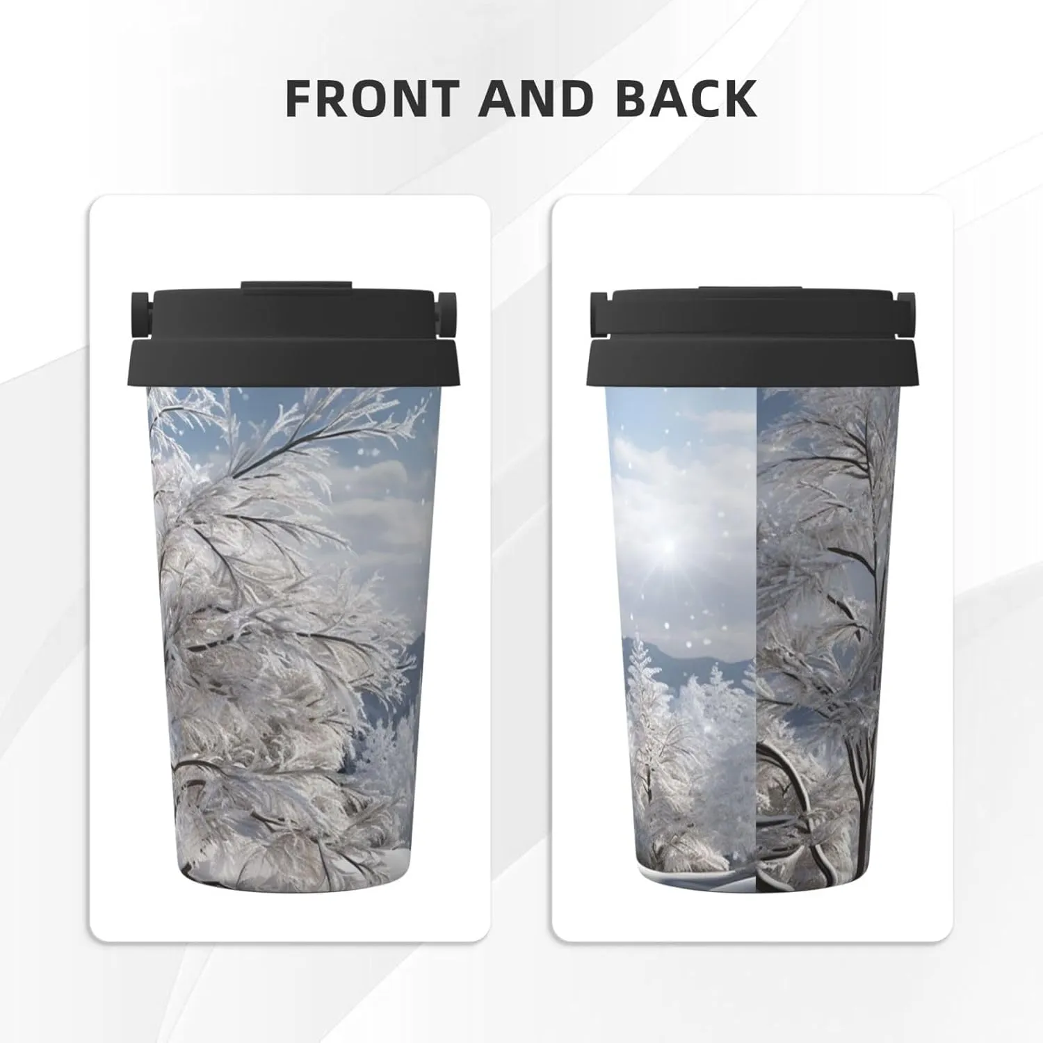 Stainless Steel Tumbler with Lid Insulated Tumbler Snowflake Pine Tree Coffee Mug for Travel Reusable Car Cup Double Wall Insulated Cup for Coffee