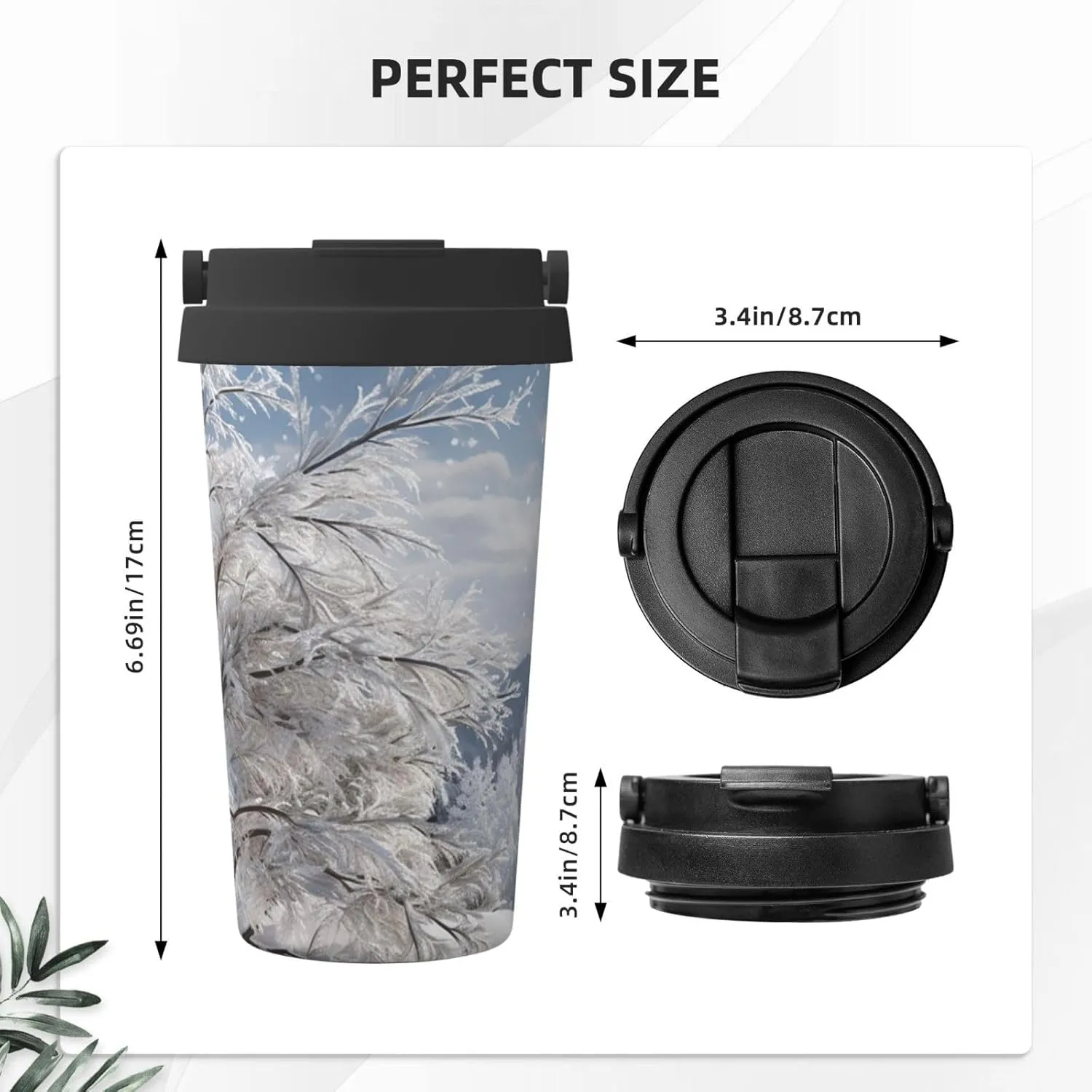Stainless Steel Tumbler with Lid Insulated Tumbler Snowflake Pine Tree Coffee Mug for Travel Reusable Car Cup Double Wall Insulated Cup for Coffee