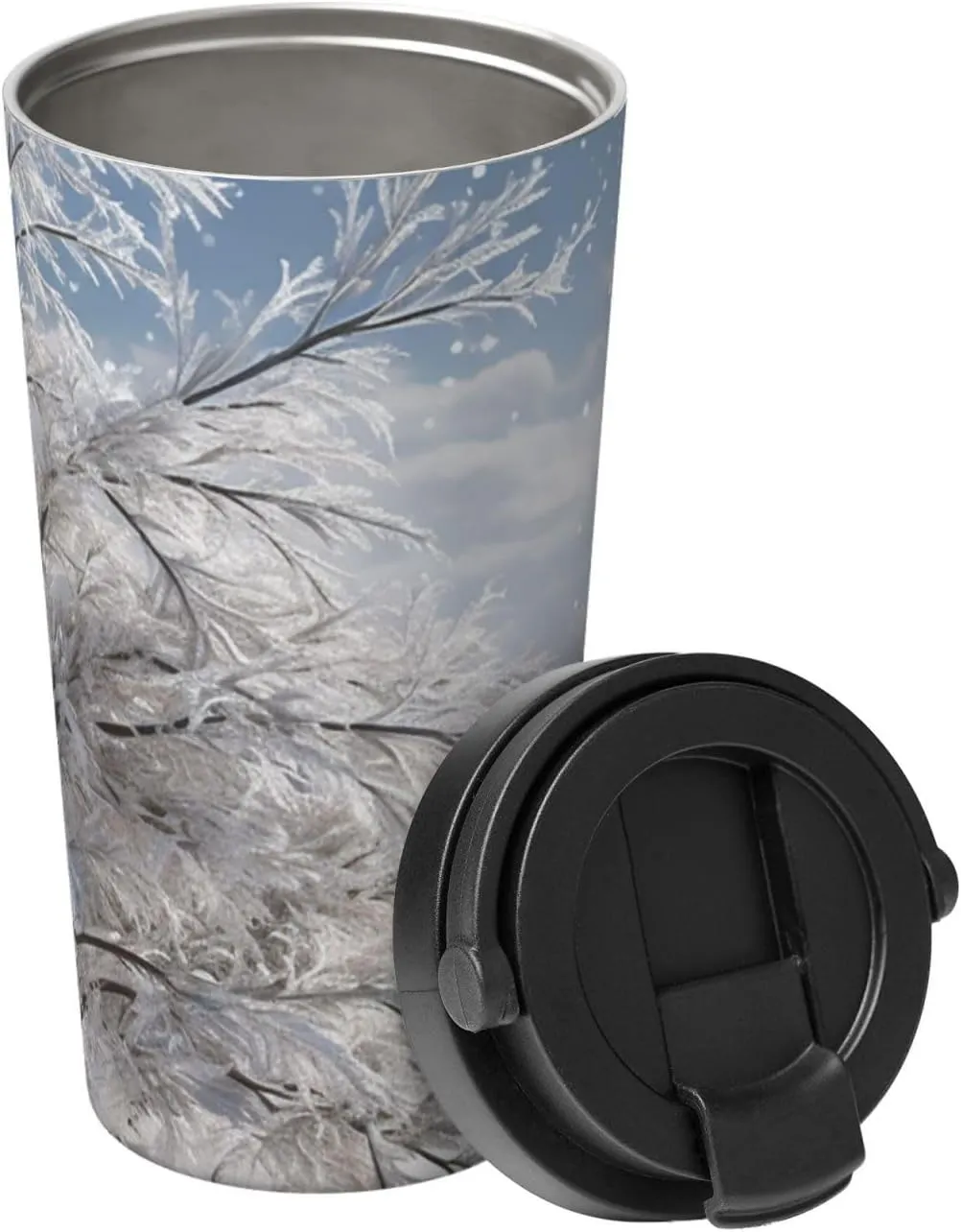 Stainless Steel Tumbler with Lid Insulated Tumbler Snowflake Pine Tree Coffee Mug for Travel Reusable Car Cup Double Wall Insulated Cup for Coffee