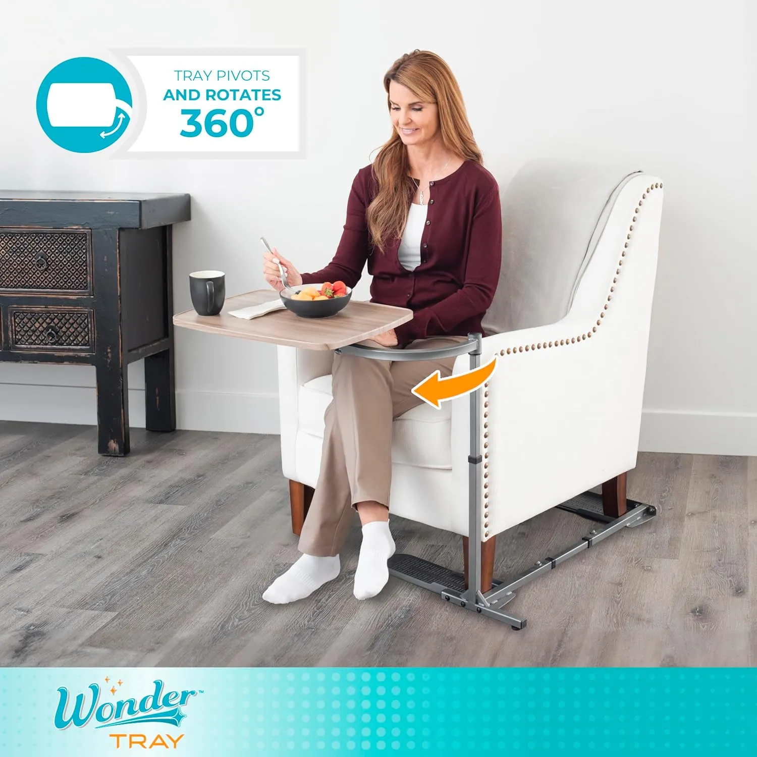 Stander Wonder Tray, Adjustable Swivel Table, Large Laptop Stand, Couch Desk, Side Tables & Gaming Bench, TV-Trays for Eating on Couches, Chairs, Recliners, Ash Gray