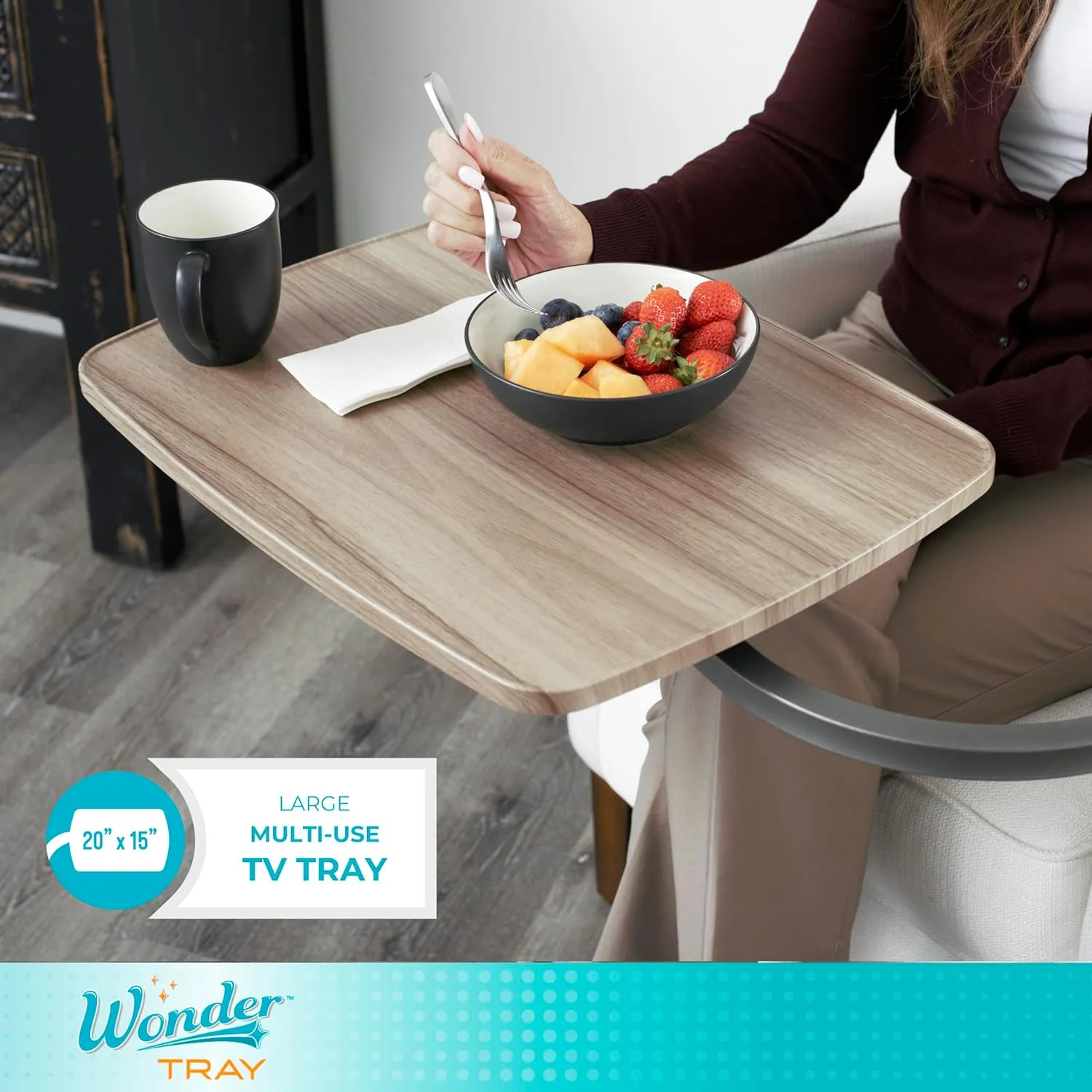 Stander Wonder Tray, Adjustable Swivel Table, Large Laptop Stand, Couch Desk, Side Tables & Gaming Bench, TV-Trays for Eating on Couches, Chairs, Recliners, Ash Gray