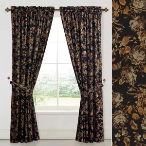 StangH Gold Velvet Curtains for Living Room Vintage Floral Printed Room Darkening Privacy Drapes Vertical Thermal Insulated Window Treatments for Home Office Bedroom, W52 x L108, 2 Panels
