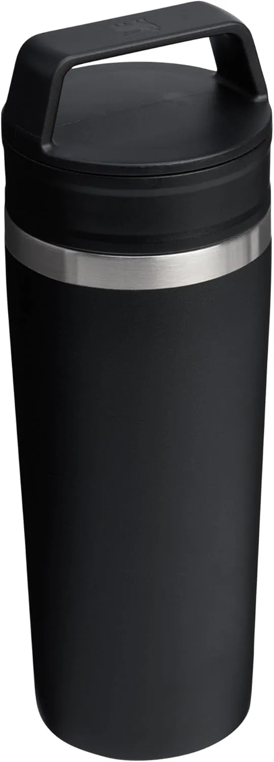 STANLEY Cafe To Go Travel Mug 16 oz | Leakproof Two-Part Drink Through Lid | Tumbler Cup for Coffee, Tea and Drinks | Insulated Stainless Steel Coffee Mug | BPA-Free | Black 2.0