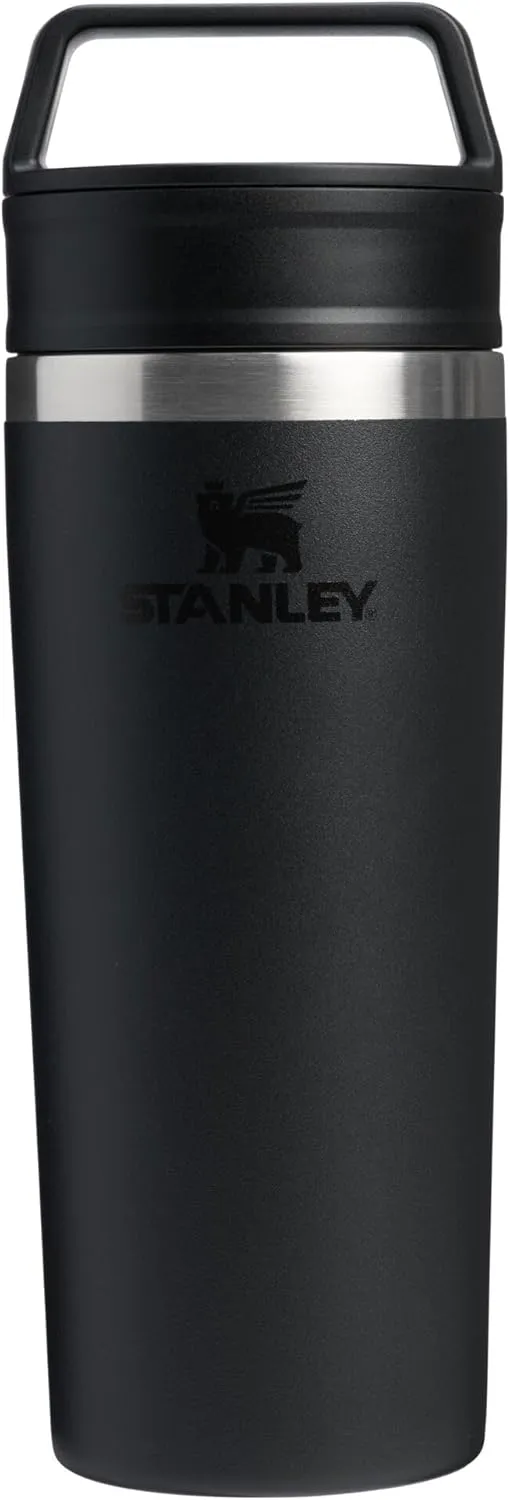 STANLEY Cafe To Go Travel Mug 16 oz | Leakproof Two-Part Drink Through Lid | Tumbler Cup for Coffee, Tea and Drinks | Insulated Stainless Steel Coffee Mug | BPA-Free | Black 2.0