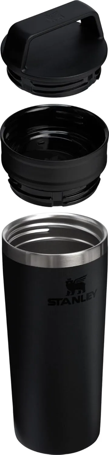 STANLEY Cafe To Go Travel Mug 16 oz | Leakproof Two-Part Drink Through Lid | Tumbler Cup for Coffee, Tea and Drinks | Insulated Stainless Steel Coffee Mug | BPA-Free | Black 2.0