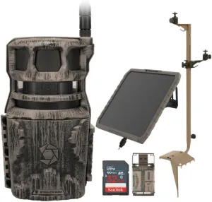 Stealth Cam Revolver 40MP Pro 360 Degree Cellular Trail Camera Bundle with Mounting Post, FieldMAX Solar Battery, 32GB Memory Cards and Card Reader (5 Items)