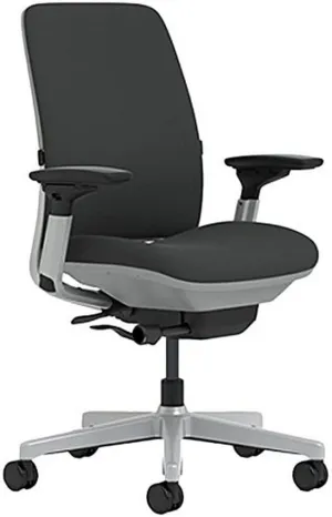 Steelcase Amia Chair with Platinum Base & Hard Floor Casters, Licorice