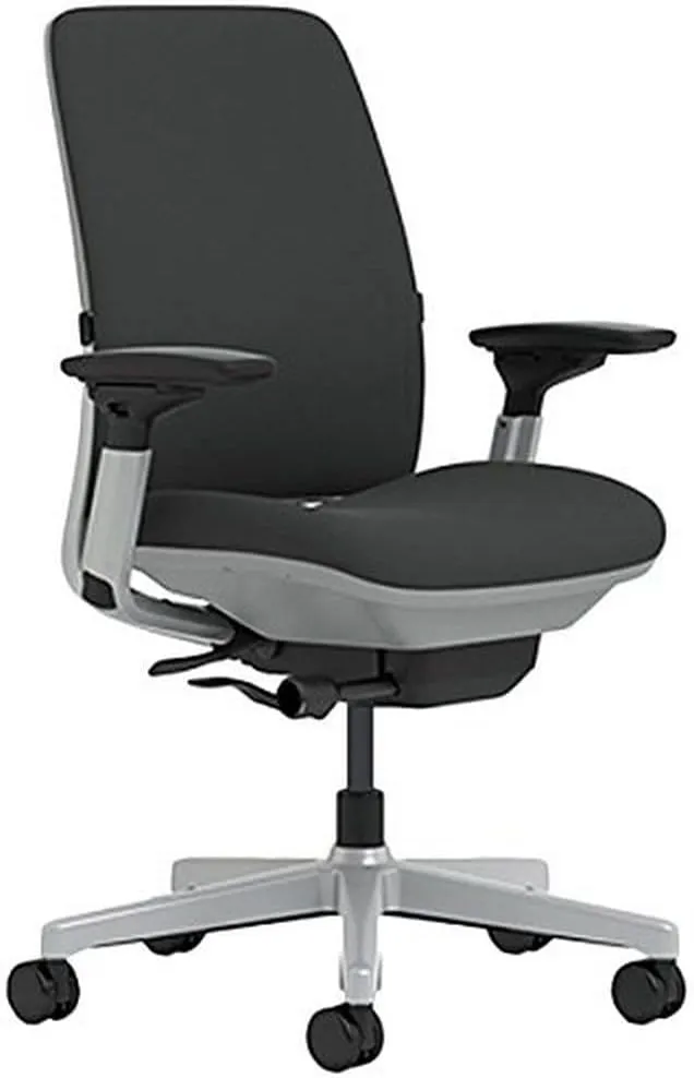 Steelcase Amia Chair with Platinum Base & Hard Floor Casters, Licorice