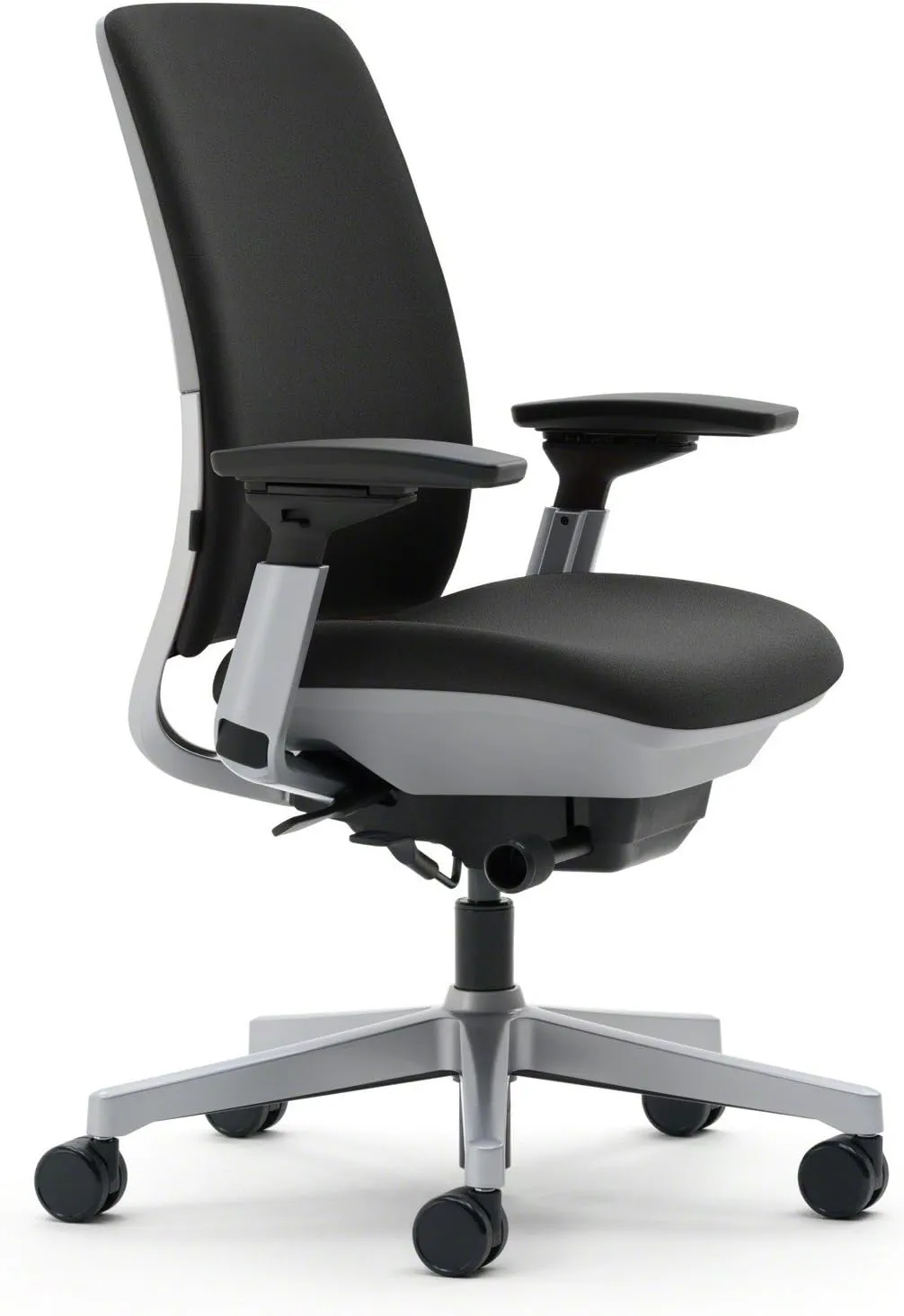 Steelcase Amia Ergonomic Office Chair with Adjustable Back Tension and Arms | Flexible Lumbar with Sliding Seat | Black Frame and Buzz2 Black Fabric