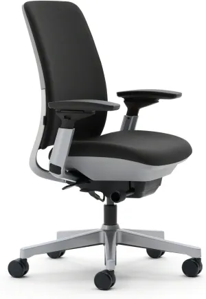 Steelcase Amia Ergonomic Office Chair with Adjustable Back Tension and Arms | Flexible Lumbar with Sliding Seat | Black Frame and Buzz2 Black Fabric