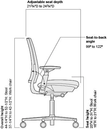 Steelcase Amia Task Chair: Black Frame/Polished Aluminum Base - 4 Way Adjustable Arms - Standard Carpet Casters