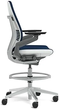 Steelcase Gesture 442 Stool Chair - Cogent: Connect Blueprint Fabric, Shell Back, Light on Light Frame