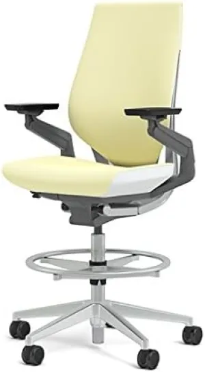 Steelcase Gesture 442 Stool Chair - Cogent: Connect Coconut Fabric, Shell Back, Light on Light Frame, Wheels for Hard Flooring