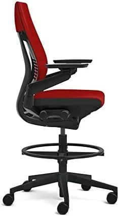 Steelcase Gesture 442 Stool Chair - Cogent: Connect Coconut Fabric, Wrapped Back, Dark on Dark Frame, Wheels for Hard Flooring