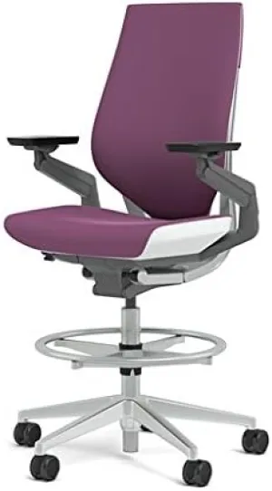 Steelcase Gesture 442 Stool Chair - Cogent: Connect Concord Fabric, Shell Back, Light on Light Frame, Wheels for Hard Flooring