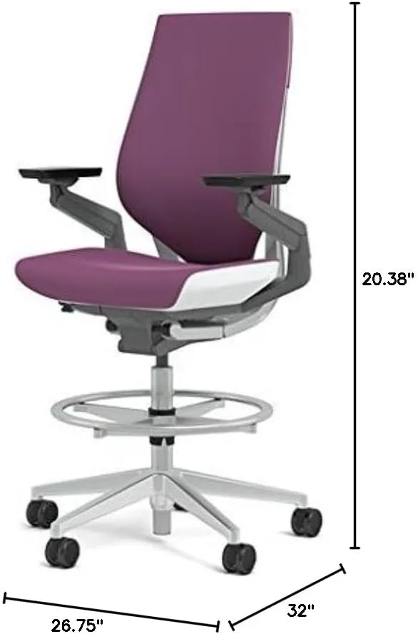 Steelcase Gesture 442 Stool Chair - Cogent: Connect Concord Fabric, Wrapped Back, Light on Light Frame