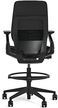 Steelcase Gesture 442 Stool Chair - Cogent: Connect Graphite Fabric, Shell Back, Dark on Dark Frame, Wheels for Hard Flooring