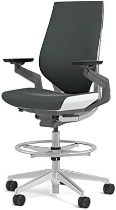 Steelcase Gesture 442 Stool Chair - Cogent: Connect Graphite Fabric, Wrapped Back, Light on Light Frame