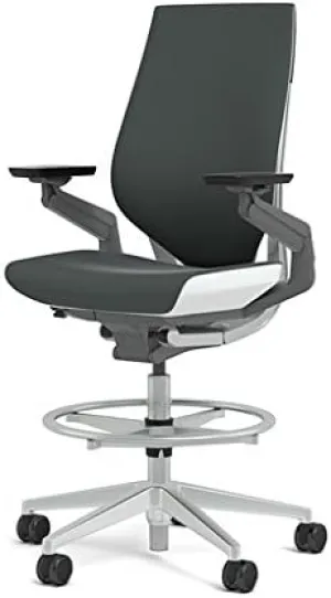 Steelcase Gesture 442 Stool Chair - Cogent: Connect Graphite Fabric, Wrapped Back, Light on Light Frame