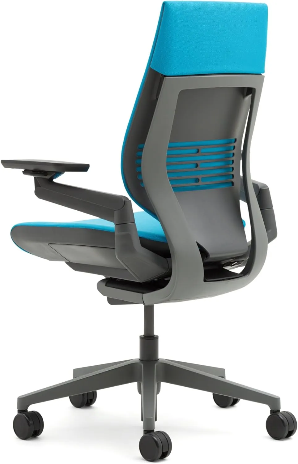 Steelcase Gesture 442 Stool Chair - Cogent: Connect Royal Blue Fabric, Medium Seat Height, Shell Back, Dark on Dark Frame, Lumbar Support