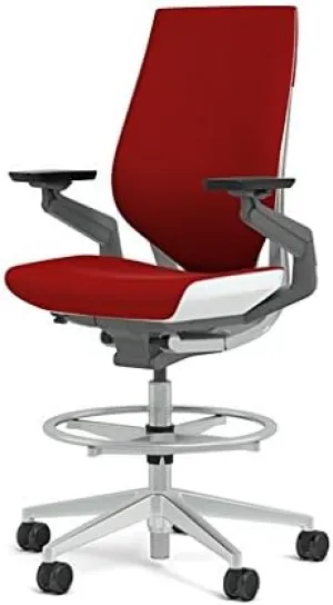 Steelcase Gesture 442 Stool Chair - Cogent: Connect Scarlet Fabric, Shell Back, Light on Light Frame