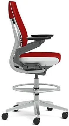 Steelcase Gesture 442 Stool Chair - Espresso Elmosoft Leather, Shell Back, Light on Dark Frame