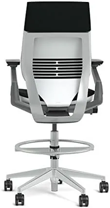 Steelcase Gesture 442 Stool Chair - Mica Elmosoft Leather, Wrapped Back, Light on Dark Frame