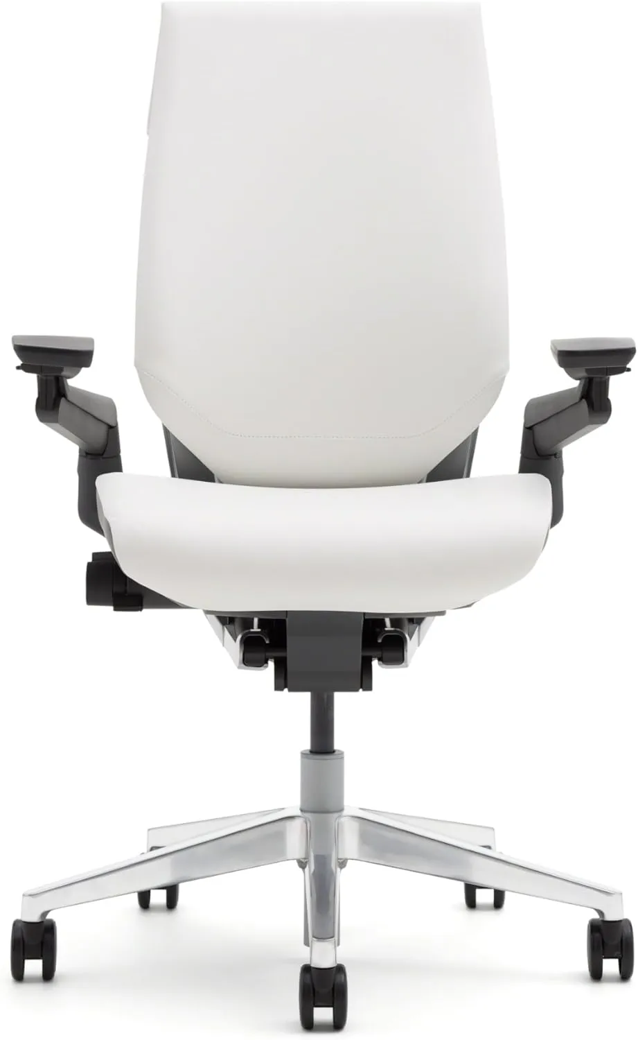 Steelcase Gesture Office Chair - Cogent Connect Blueprint Upholstered Wrapped Back Platinum Metallic Frame Medium Seat Merle Seat/Back/Arms (Dark/Light) Hard Floor Caster Wheels