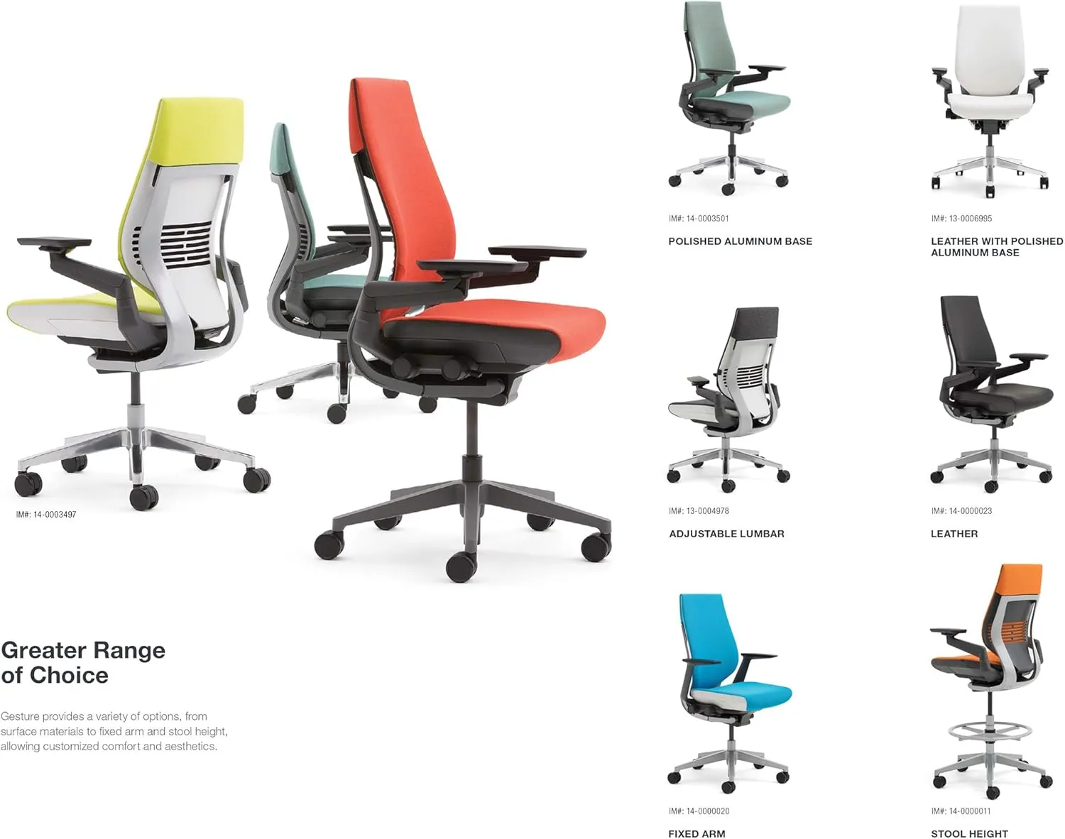 Steelcase Gesture Office Chair - Cogent: Connect Concord Fabric, Medium Seat Height, Wrapped Back, Light on Light Frame, Polished Aluminum Base, Lumbar Support