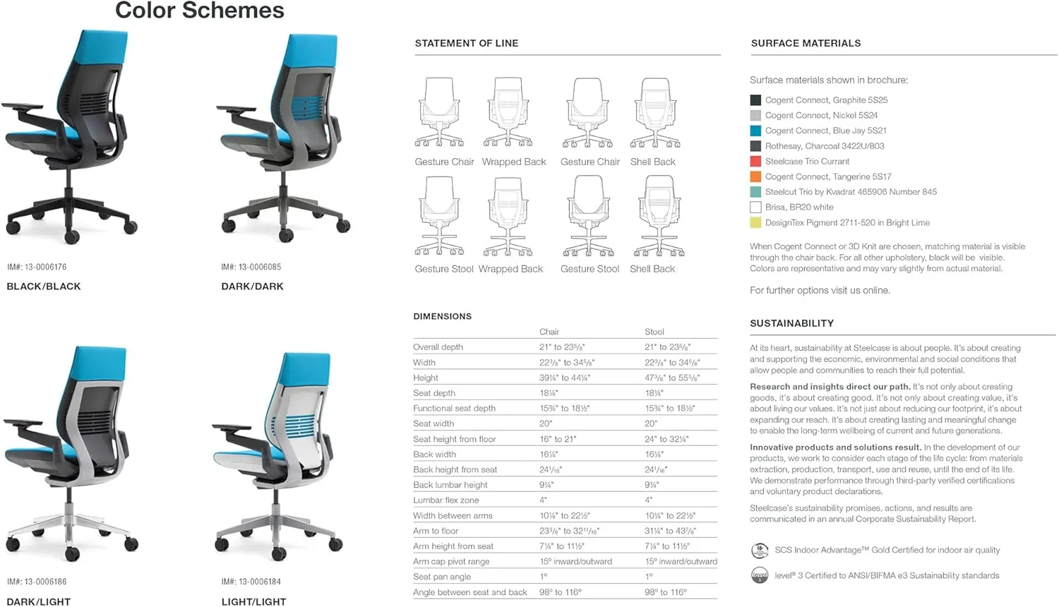 Steelcase Gesture Office Chair - Cogent: Connect Tangerine Fabric, High Seat Height, Wrapped Back, Light on Light Frame