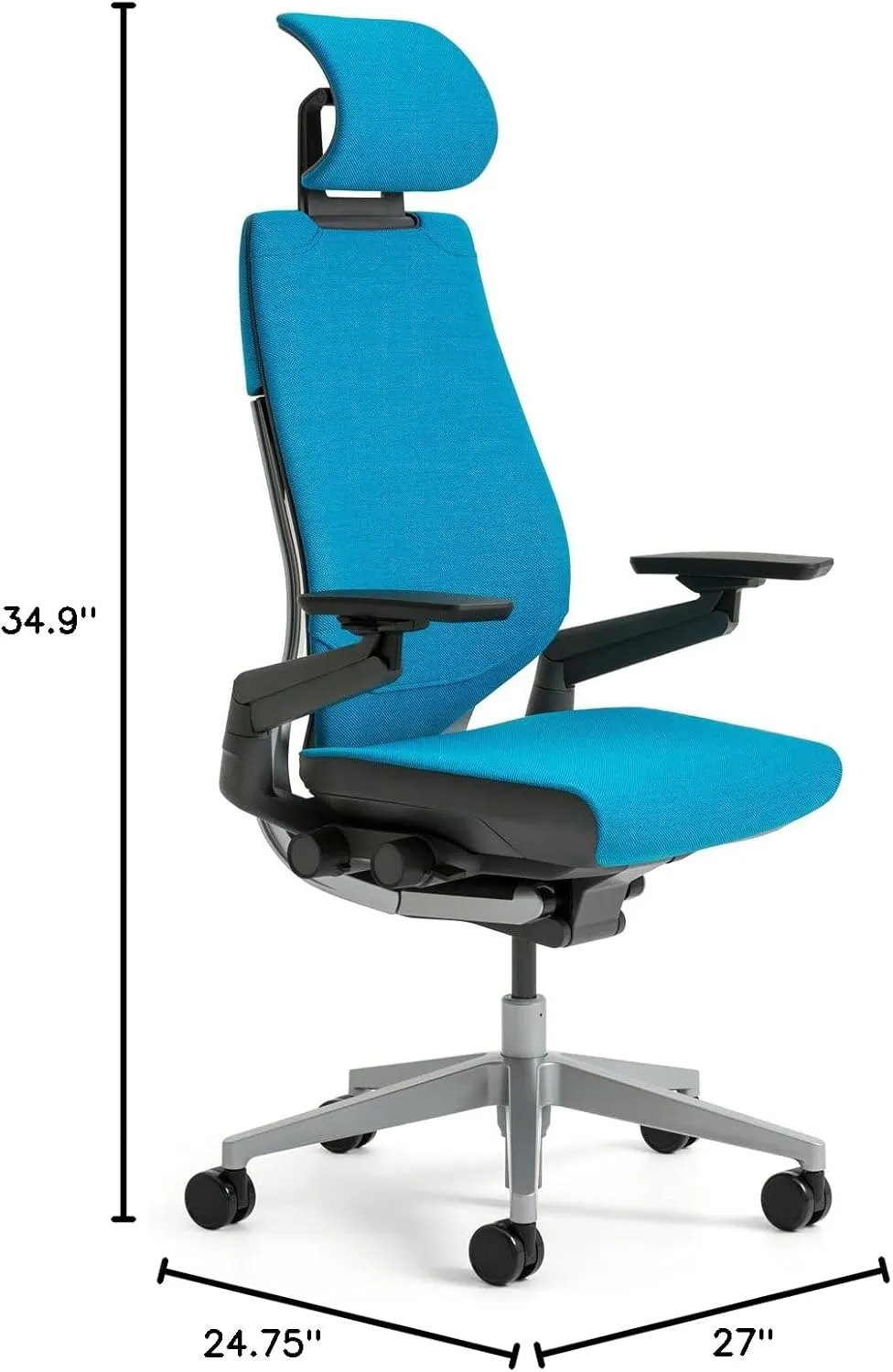 Steelcase Gesture Office Desk Chair with Headrest, Cogent Connect Aubergine 5SD1 Fabric, Medium Seat Height, Light on Dark Frame, Lumbar Support, and Hard Floor Casters