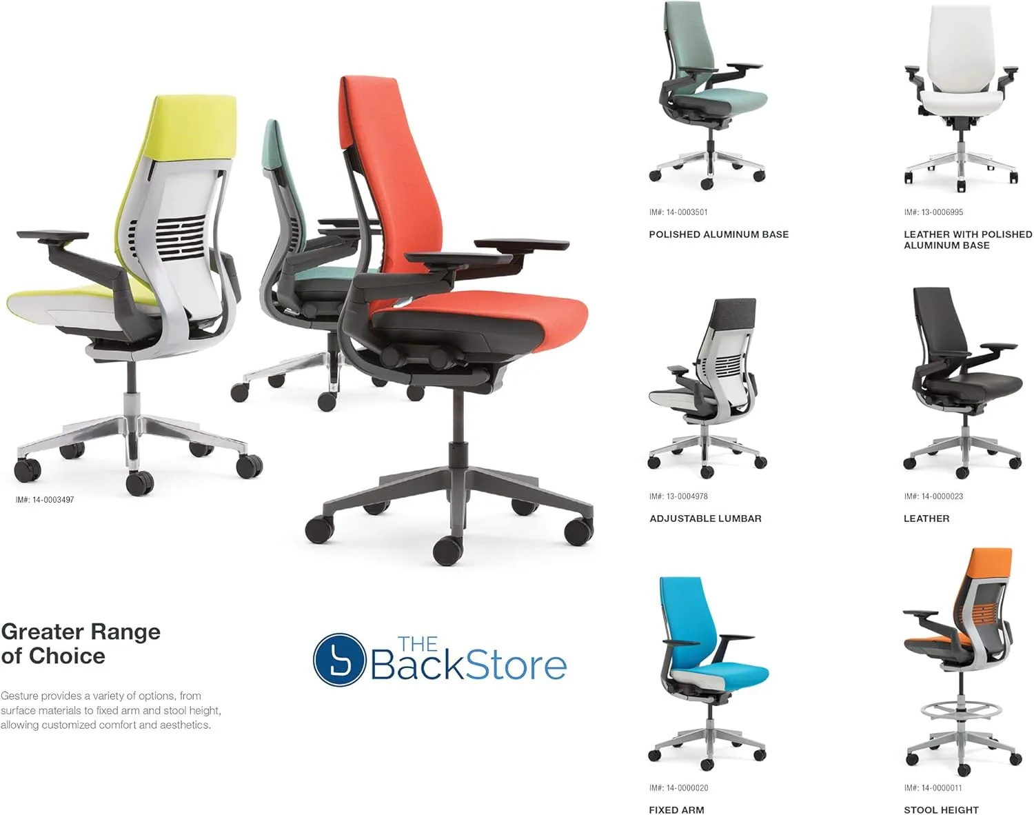 Steelcase Gesture Office Desk Chair with Headrest in Elmosoft Genuine Dove Grey L115 Leather Plus Lumbar Support Black Frame