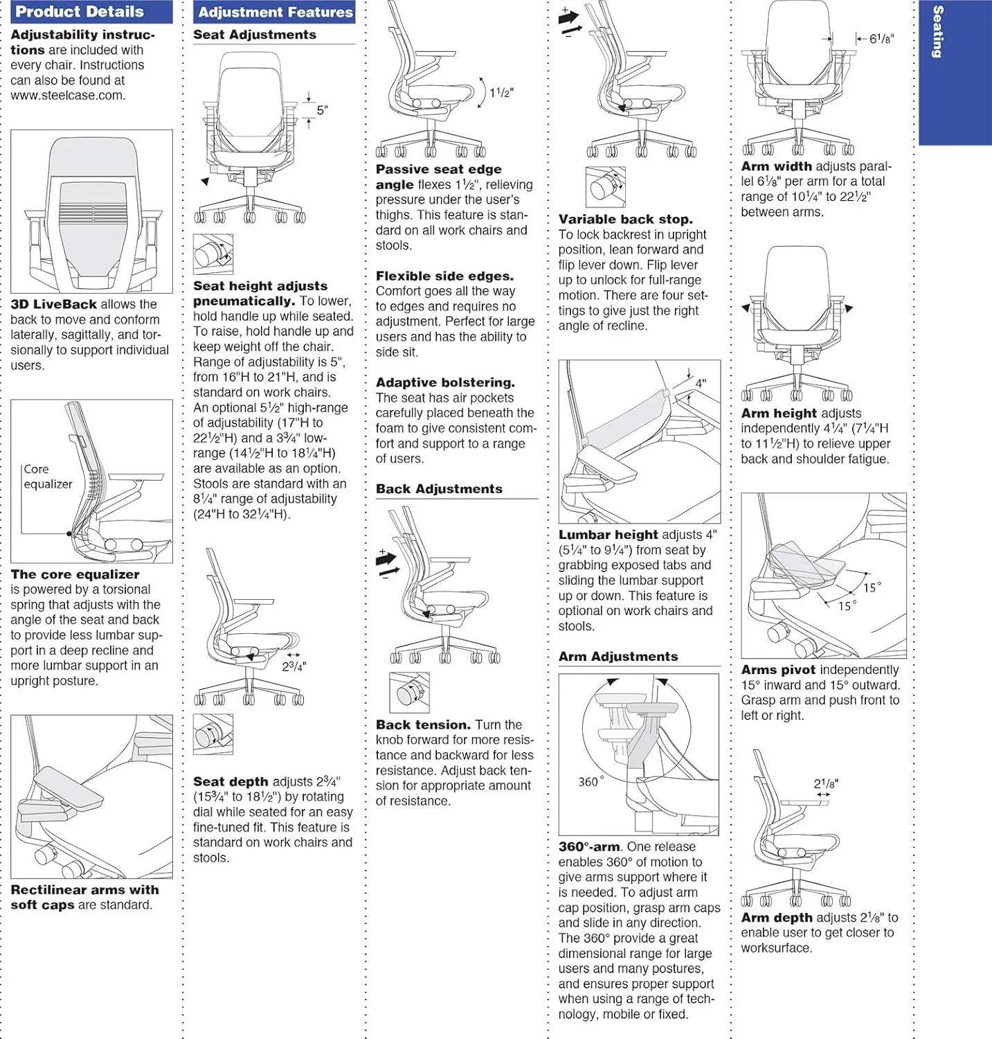Steelcase Gesture Office Desk Task Chair with Headrest Plus Lumbar Support Cogent Connect Tangerine Fabric Standard Platinum Light Frame (Light/Light)