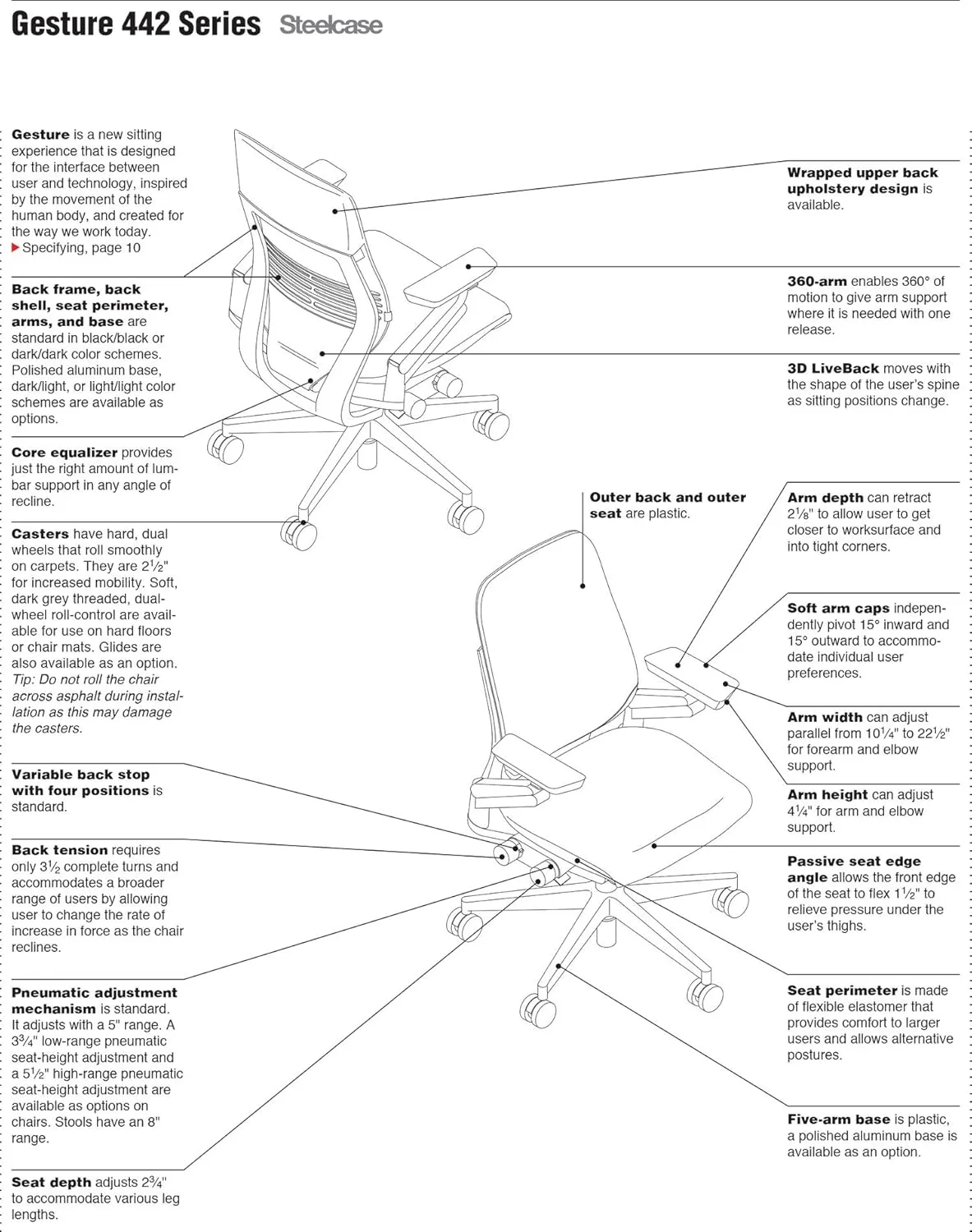Steelcase Gesture Office Desk Task Chair with Headrest Plus Lumbar Support Cogent Connect Tangerine Fabric Standard Platinum Light Frame (Light/Light)