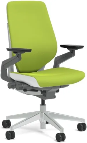 Steelcase Gesture Task Chair: Shell Back - Platinum Metallic Frame/Base/Seagull Accent - Standard Carpet Casters