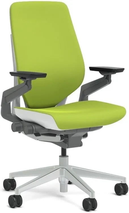 Steelcase Gesture Task Chair: Shell Back - Platinum Metallic Frame/Base/Seagull Accent - Standard Carpet Casters