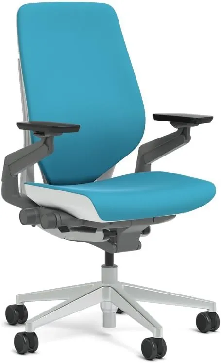 Steelcase Gesture Task Chair: Shell Back - Platinum Metallic Frame/Base/Seagull Accent - Standard Carpet Casters