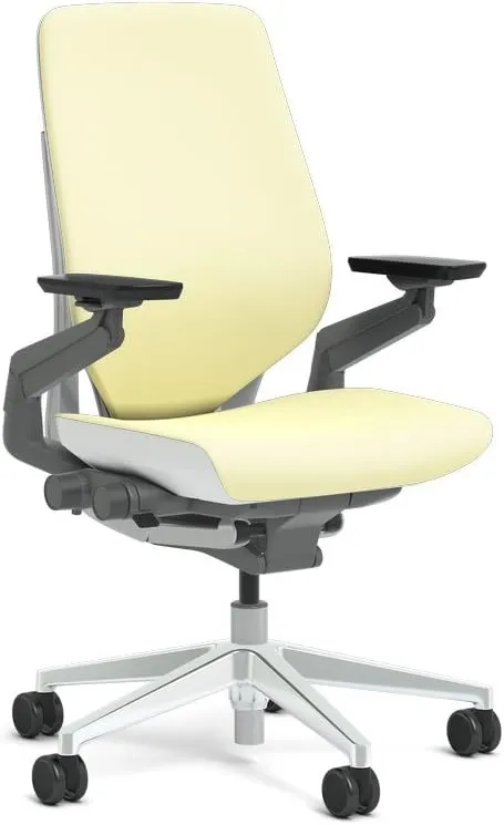 Steelcase Gesture Task Chair: Shell Back - Platinum Metallic Frame/Polished Aluminum Base/Seagull Accent - Roll Control Hard Floor Casters