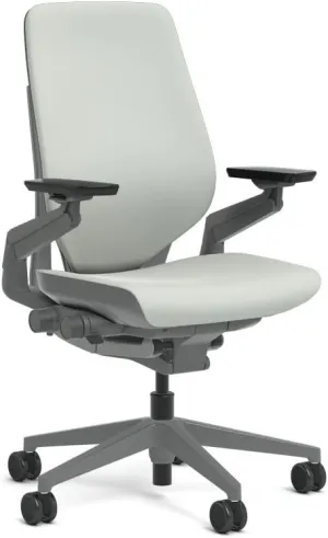 Steelcase Gesture Task Chair: Shell Back - Sterling Dark Solid Frame/Base/Merle Accent - Adjustable Lumbar Support - Glides