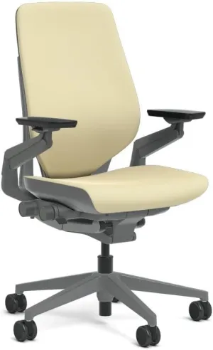Steelcase Gesture Task Chair: Shell Back - Sterling Dark Solid Frame/Base/Merle Accent - Adjustable Lumbar Support - Standard Carpet Casters