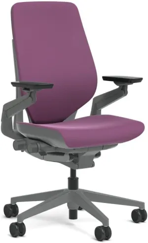 Steelcase Gesture Task Chair: Shell Back - Sterling Dark Solid Frame/Base/Merle Accent - Roll Control Hard Floor Casters