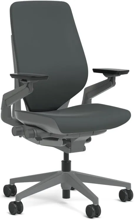 Steelcase Gesture Task Chair: Shell Back - Sterling Dark Solid Frame/Base/Merle Accent - Standard Carpet Casters