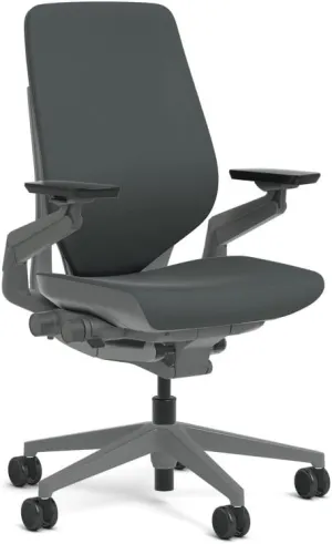 Steelcase Gesture Task Chair: Shell Back - Sterling Dark Solid Frame/Base/Merle Accent - Standard Carpet Casters
