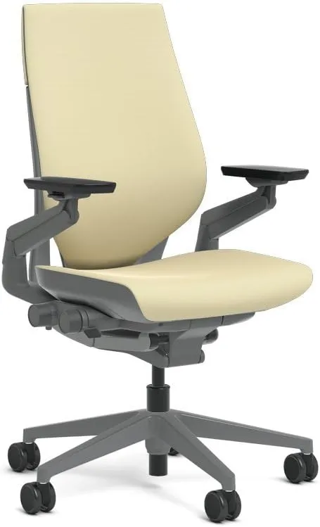 Steelcase Gesture Task Chair: Wrapped Back - Sterling Dark Solid Frame/Base/Merle Accent - Roll Control Hard Floor Casters