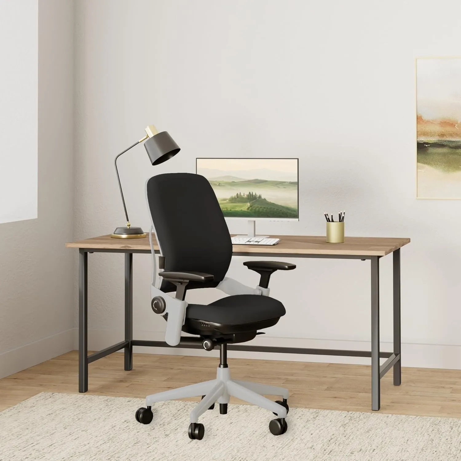 Steelcase Leap Chair with Platinum Base & Hard Floor Caster, Black